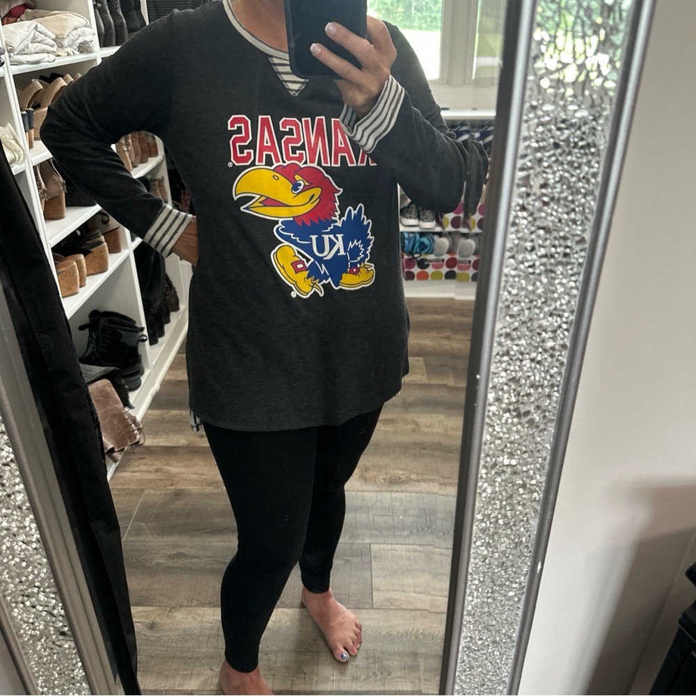 Kansas Jayhawks Graphic Long Sleeve Shirt tunic Gameday couture M/L